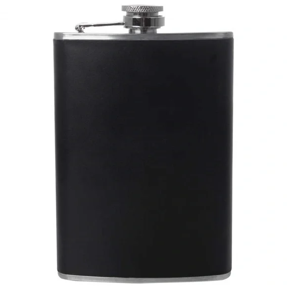 Groomsmen Flask Gifts 8oz Flask with Black Wrap - Picture 1 of 3